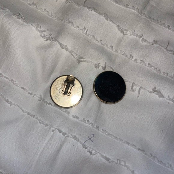 Vintage Gold and Black Velvet Earrings- Clip On - Picture 2 of 3